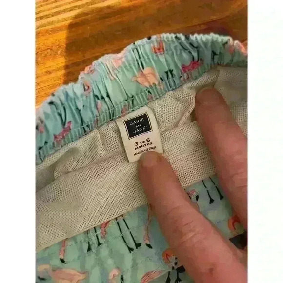 Janie and Jack Mint Flamingo Swim Trunks, size 3-6 months - Picture 6 of 8